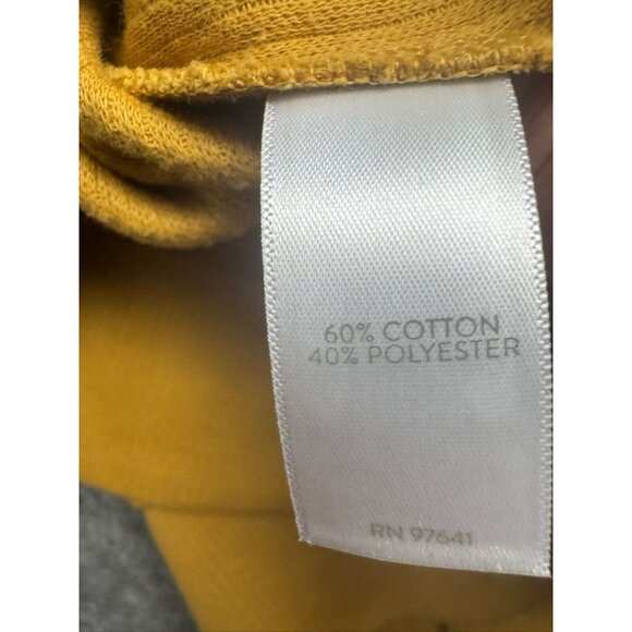 J Jill Sweater Women's Small Yellow Hooded Pullover 1/4 Button Cotton Blend - Picture 7 of 7